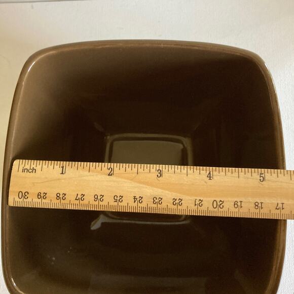 PIER ONE Cereal Bowl Blue Hibiscus Brown Interior Square 5.5" Discontinued - Picture 9 of 9